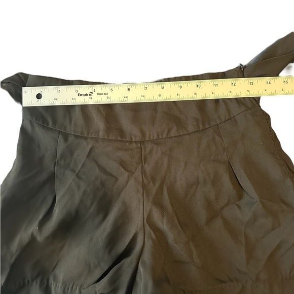 Double Zero tie-waist Flat Front  high Rise Paper Bag Shorts Black Small - Picture 8 of 11